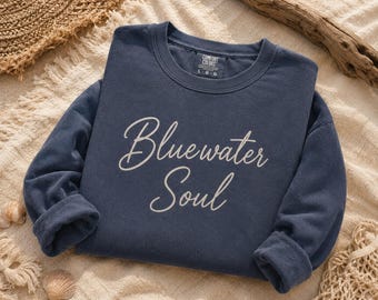 Bluewater Soul Crewneck Sweatshirt | Coastal Graphic Sweater | Vintage Beach Pullover | Comfort Colors Crewneck