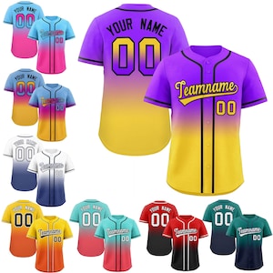 Custom Embroidered Baseball Jersey, Personalized Team Uniform, Gradient Design