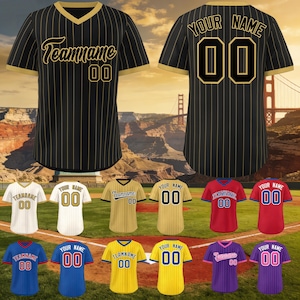 Custom Pinstripe Baseball Jersey: V-Neck Pullover, Personalized Team Uniform
