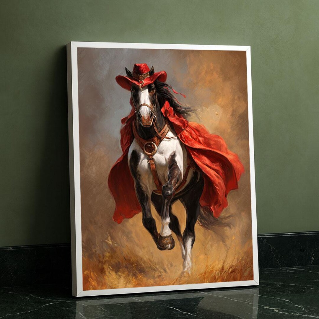 Dynamic Cowboy Horse Canvas Wall Art Print Western Living Room Decor ...