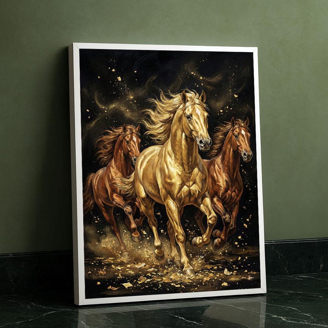 Dynamic Running Horses Canvas Wall Art Print Bold Living Room Decor ...