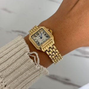 Reloj minimalista de mujer de inspiración vintage en oro, con pulsera de acero inoxidable + bolsa de regalo imagen 3