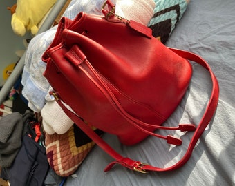 RARE! VTG Coach “Equestrian” Red Drawstring Bucket Bag | #1541 | STUNNING