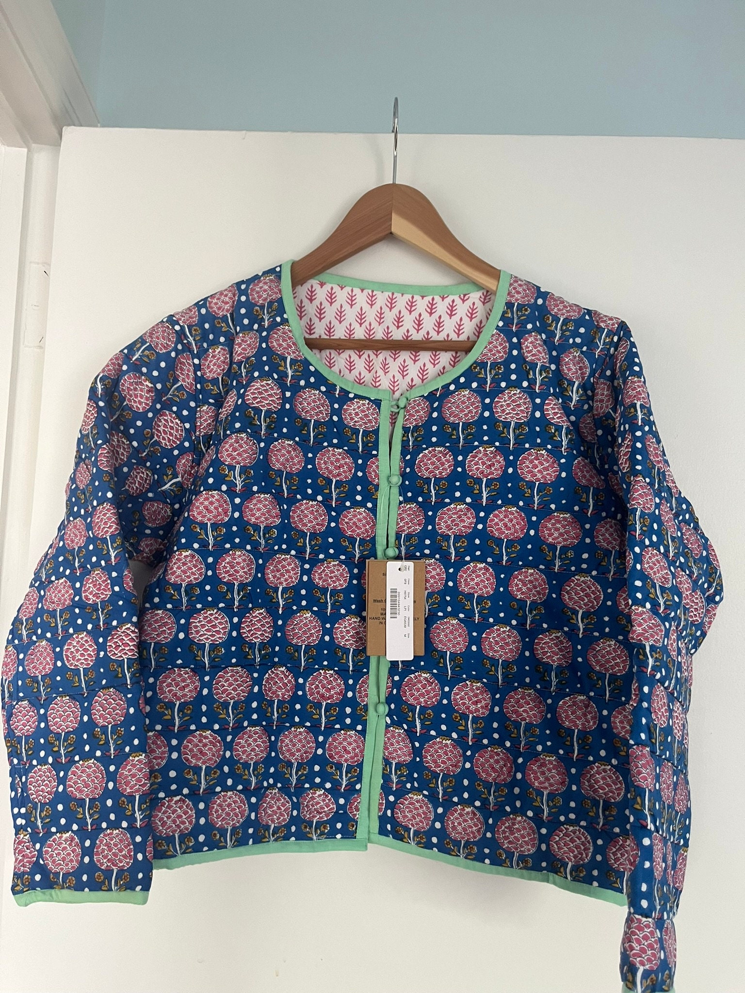 NWT J.crew SZ Blockprints Reversible Quilted Cotton Jacket