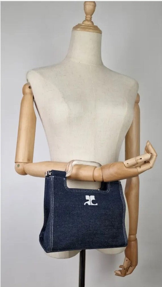 Seltene Vintage COURREGES PARIS Denim kleine Box Tote Handtasche mit Lucite Griffen Etsy