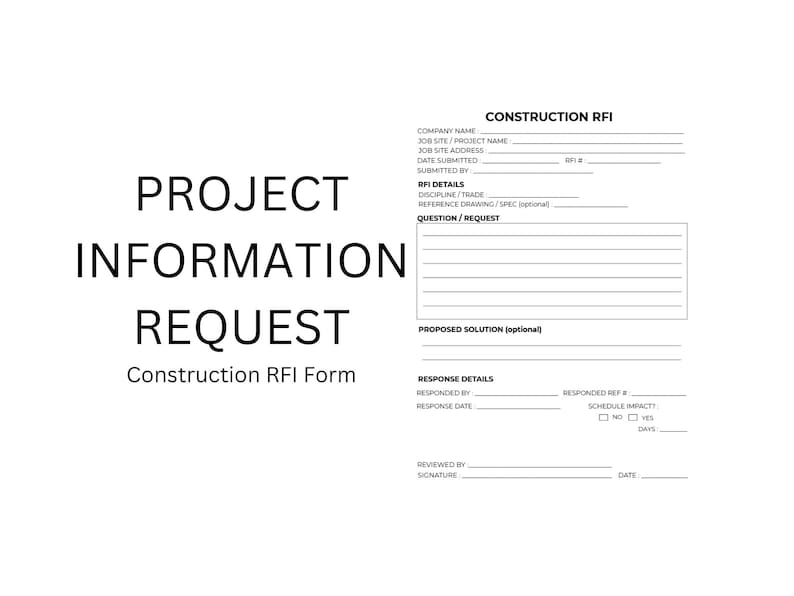 Construction RFI Printable | Request for Information Form | Contractor ...