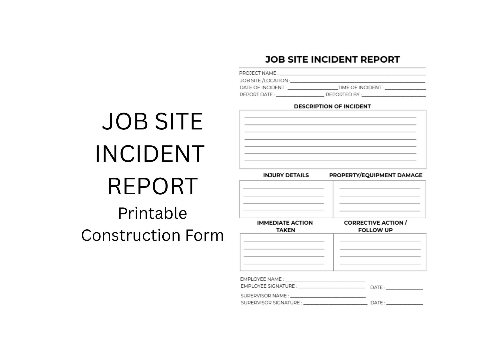 Job Site Incident Report | Construction Accident & Workplace