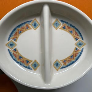 Vintage Churchill Ports of Call Kabul Divided Serving Dishes – Set of 2 – Jeff Banks Stoneware Plates – 1990s Retro Kitchenware