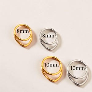 Anillos de titanio de 16 g para doble tabique nasal / Piercing para hélix con bisagra en forma de V / Piercing para daith, lóbulo, nariz y cartílago / Oro y plata