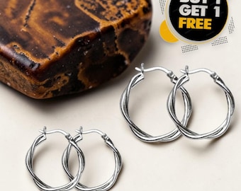 Golden Hoop Earrings for Women | Twisted Close-Fitting Hoop | Gold-Plated with S925 Silver Pins | Elegant Minimalist Jewelry