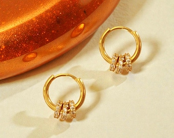 Golden Hoop Earrings for Women | Twisted Close-Fitting Hoop | Gold-Plated with S925 Silver Pins | Elegant Minimalist Jewelry