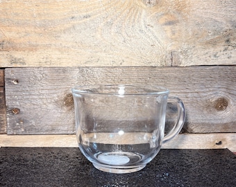 Personalized Clear Glass Mug – Custom Name or Initial – Coffee & Tea Cup