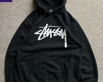 Vintage Stussy Hoodie Made in USA Black Large | Authentic OG Stüssy Pullover | Rare Streetwear Sweatshirt | Classic Skate Hoodie