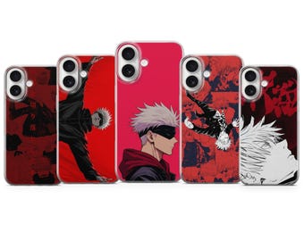 Gojo Handyhülle | Roter Manga Ästhetischer Entwurf | iPhone 17, 16, 15, 14, 13, 12, 11, Samsung S25, S24, Pixel 10, 9, 8, 7