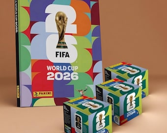 De officiële Panini FIFA World Cup 2026™-stickercollectie: 3 dozen met 50 pakketten en een album met harde kaft