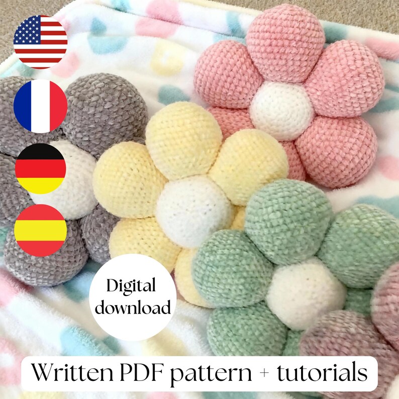 Crochet Pillow Pattern Daisy Pillow Home Decor PDF image 2