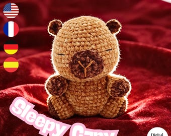 Capybara schlafend Häkelanleitung Amigurumi Plüsch PDF Wildtier Kinder Geschenk Spielzeug
