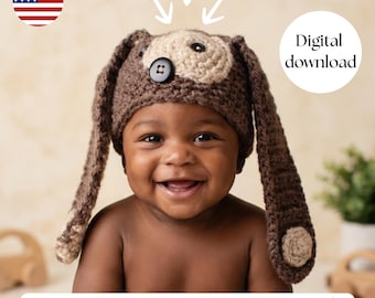 Baby Hat Crochet Pattern Puppy With Floppy Ears New Year Gift Newborn Prop