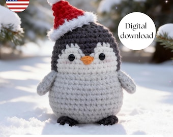 Penguin Crochet Pattern With Hat Amigurumi Plush Toy PDF Winter Animal Doll