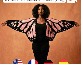 Monarch Butterfly Cardigan Crochet Pattern PDF | Oversized Wing Sweater | DIY Nature Fashion | Gift for Crocheter | Digital Download