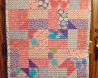 Novo corredor de mesa acolchoado-rosa e roxo-47"x16"
