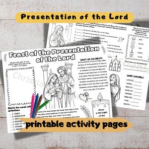Feast of the Presentation of the Lord | Candlemas Activity Placemat | Catholic Worksheet for Kids