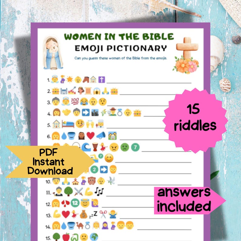 Christian Emoji Bible Game for Kids – Women of the Bible Pictionary ...