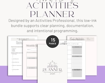 Senior Activities Planner LOW INK Printable for Assisted Living 15 page bundle