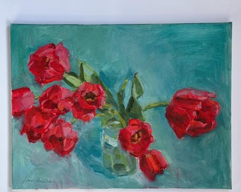 Oil Painting | Original Art | Floral Art | Tulips | Impressionism | Painting on canvas