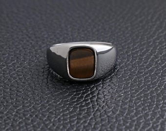 Tigerauge Ring Sterling Silber Statement Band Schmuck