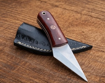 Cuchillo de caza Kiridashi hecho a mano, de acero D2, de bolsillo y funda, regalo para él, cuchillos de EE. UU.