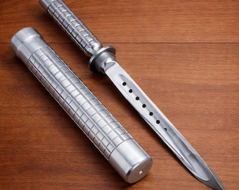 Cuchillo Jagdkommando de fuerza fija hecho a mano, cuchillo lanza de triple hoja retorcida de USA knifes
