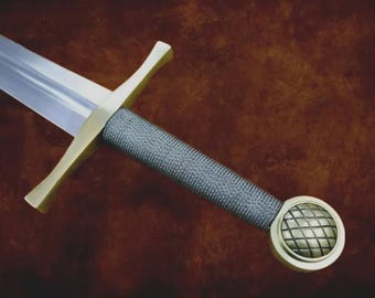 Espada medieval Excalibur de acero D2 del Rey Arturo, hecha a mano, con funda de cuero. Regalo para él.