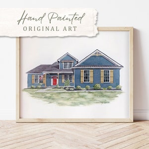 Custom Watercolor House Portrait, Hand Painted Home Illustration