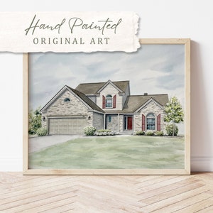 Original Painting from photo ~ Hand Painted Watercolor House Portrait ~~ Housewarming Gift, Realtor Closing Gift, Christmas gift