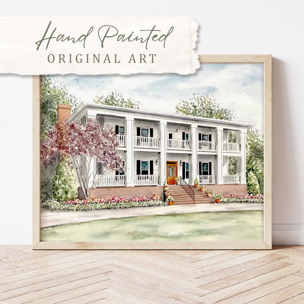 House Painting from photo ~ Watercolor Portrait ~ Hand Painted ~~ Housewarming Gift, Christmas Gift, Realtor Closing Gift, Mothers day gift