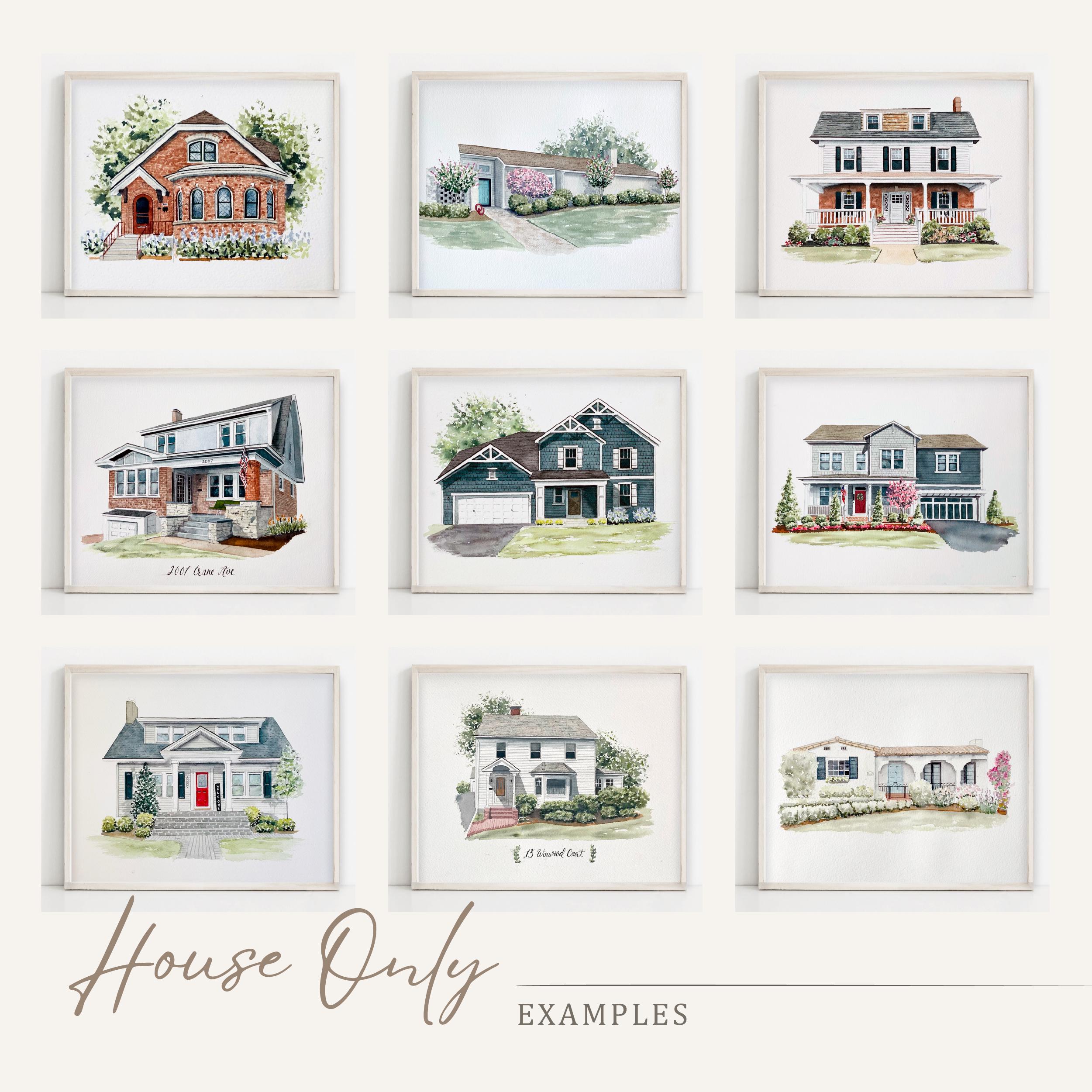 Custom Watercolor House Portrait, Hand Painted Home Illustration - Etsy