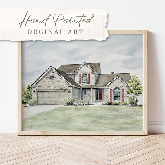 Original Painting from photo Hand Painted Watercolor House Portrait