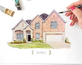 Custom House Portrait | Hand Painted l Watercolor Portrait | Housewarming Gift | First Home Gift | Christmas Gift l Realtor Closing Gift