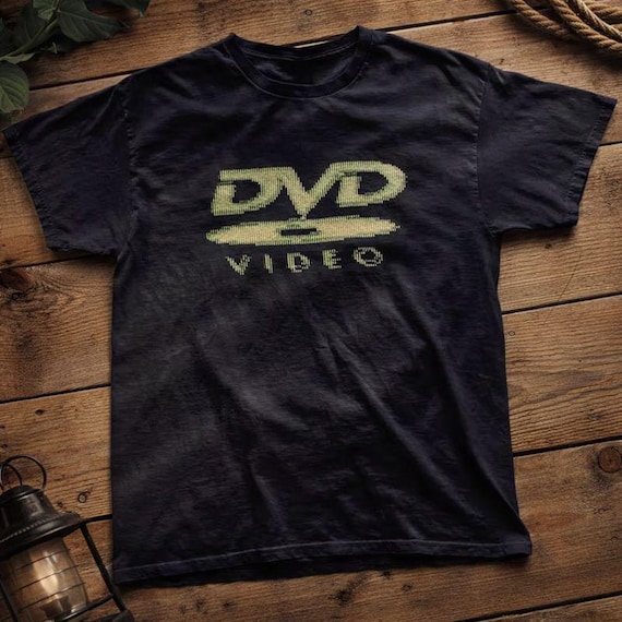 Vintage Washed Cotton T-Shirt – Retro DVD Video Logo, Oversized Streetwear