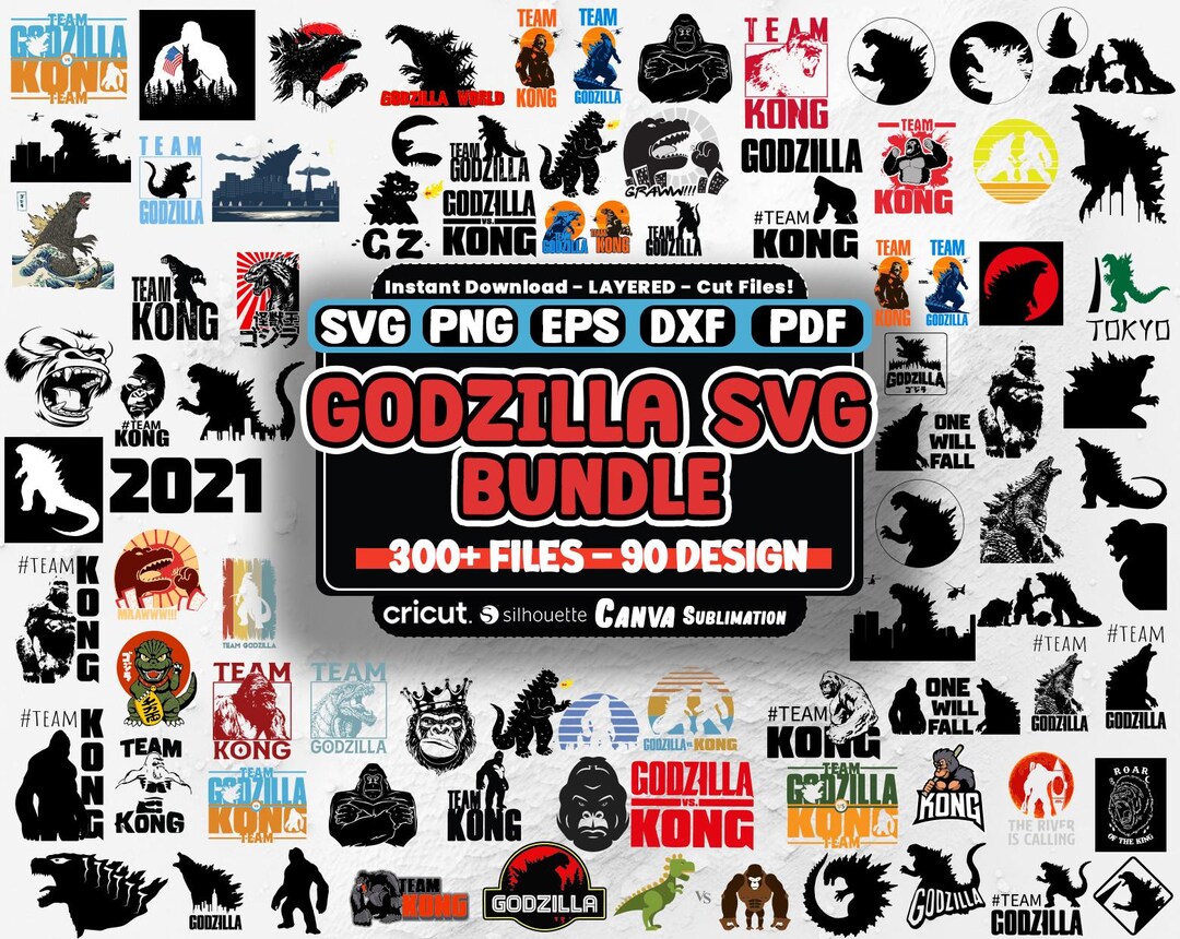 80+ Godzilla Svg Bundle, Godzilla Png, Clipart, King Kong Svg, Vector ...
