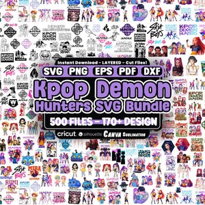 Kpop Demon Hunters Svg Bundle, Huntrix svg, Demon Hunter Svg, Kpop Svg Bundle, Clipart, Kpop Anime, Sticker, Cricut - Silhouette, Canva