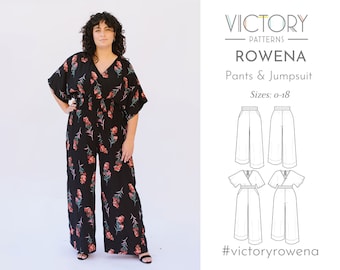 Wide Jumpsuit and Pants with Shirred Waistband | Sizes 14-30 | PDF Sewing Pattern