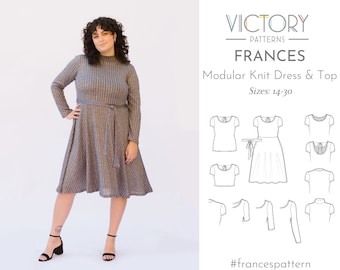 Modular Knit Dress, T-Shirt & Crop Top | Sizes 14-30 | PDF Sewing Pattern