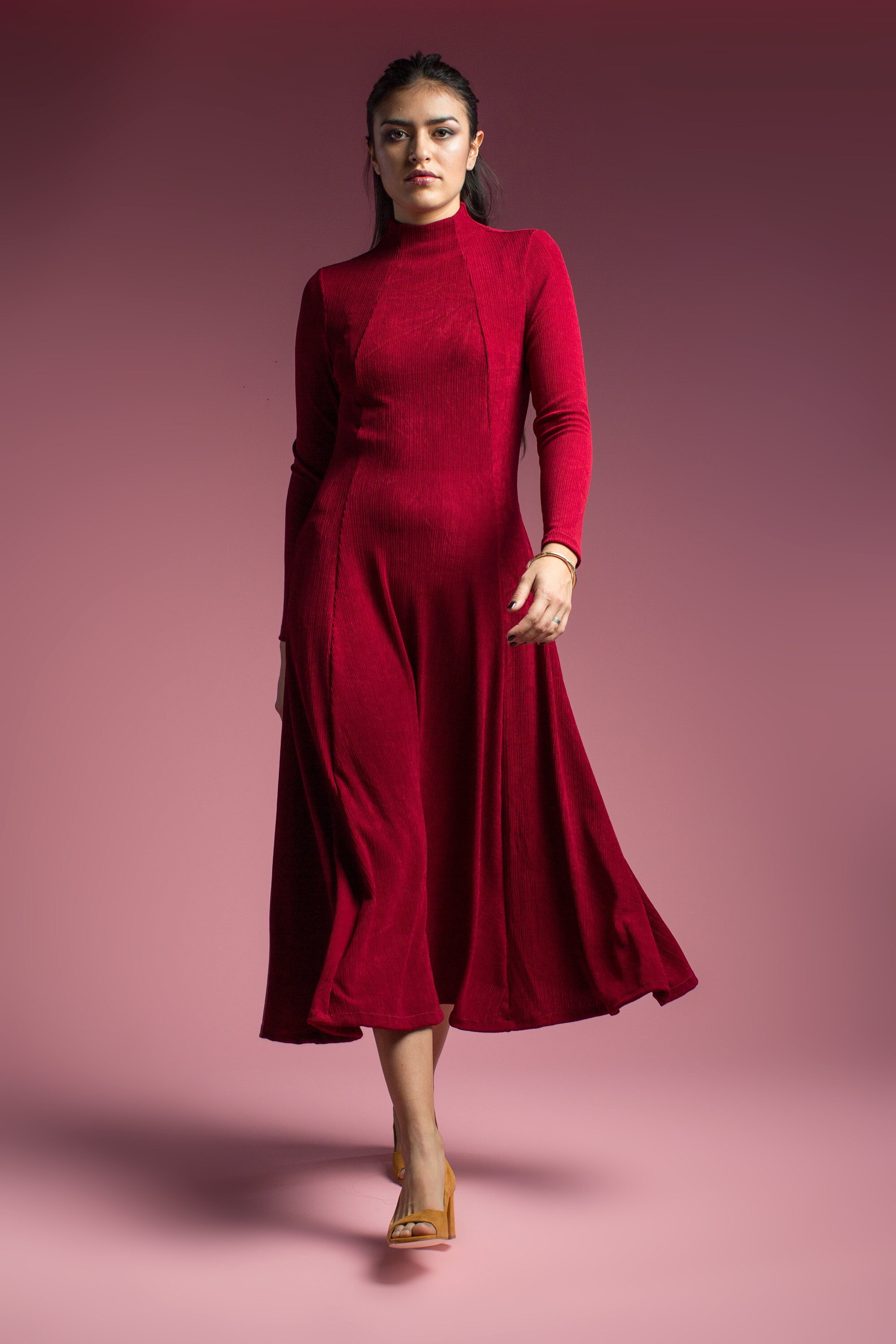 slim fit dress slacks Alexander McQueen Knit Fit and Flare Dress
