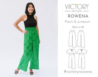 Wide Pants and Jumpsuit with Shirred Waistband | Sizes 0-18 | PDF Sewing Pattern