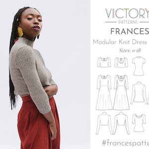 Modular Knit T-Shirt, Crop Top & Dress | Sizes 0-18 | PDF Sewing Pattern