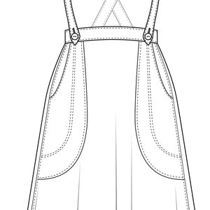 Vintage inspired skirt with suspenders PDF Sewing Pattern image 6