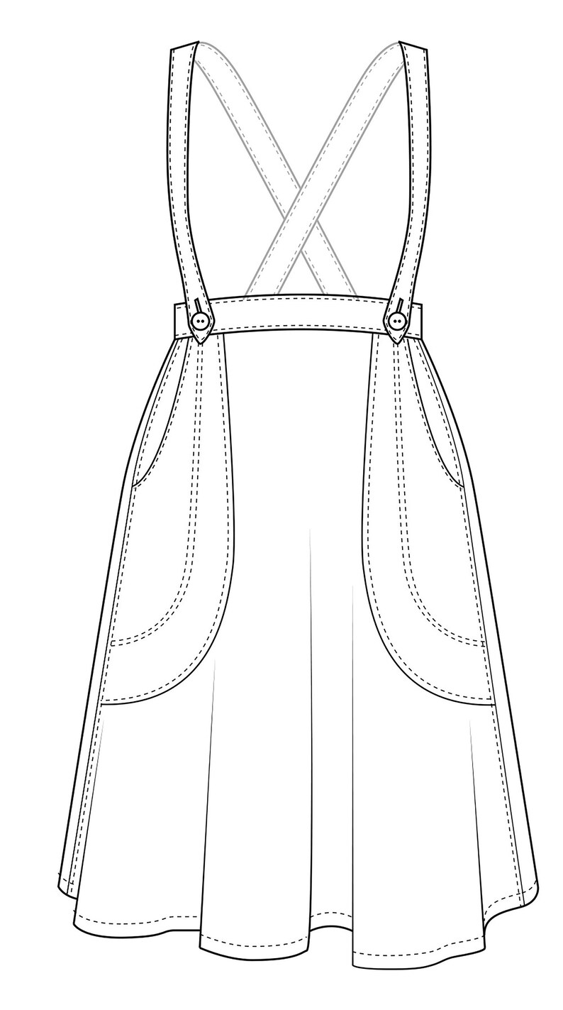 Vintage inspired skirt with suspenders PDF Sewing Pattern image 6