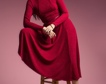 Fit and Flare Knit Dress with Keyhole Back Opening | PDF Sewing Patterns